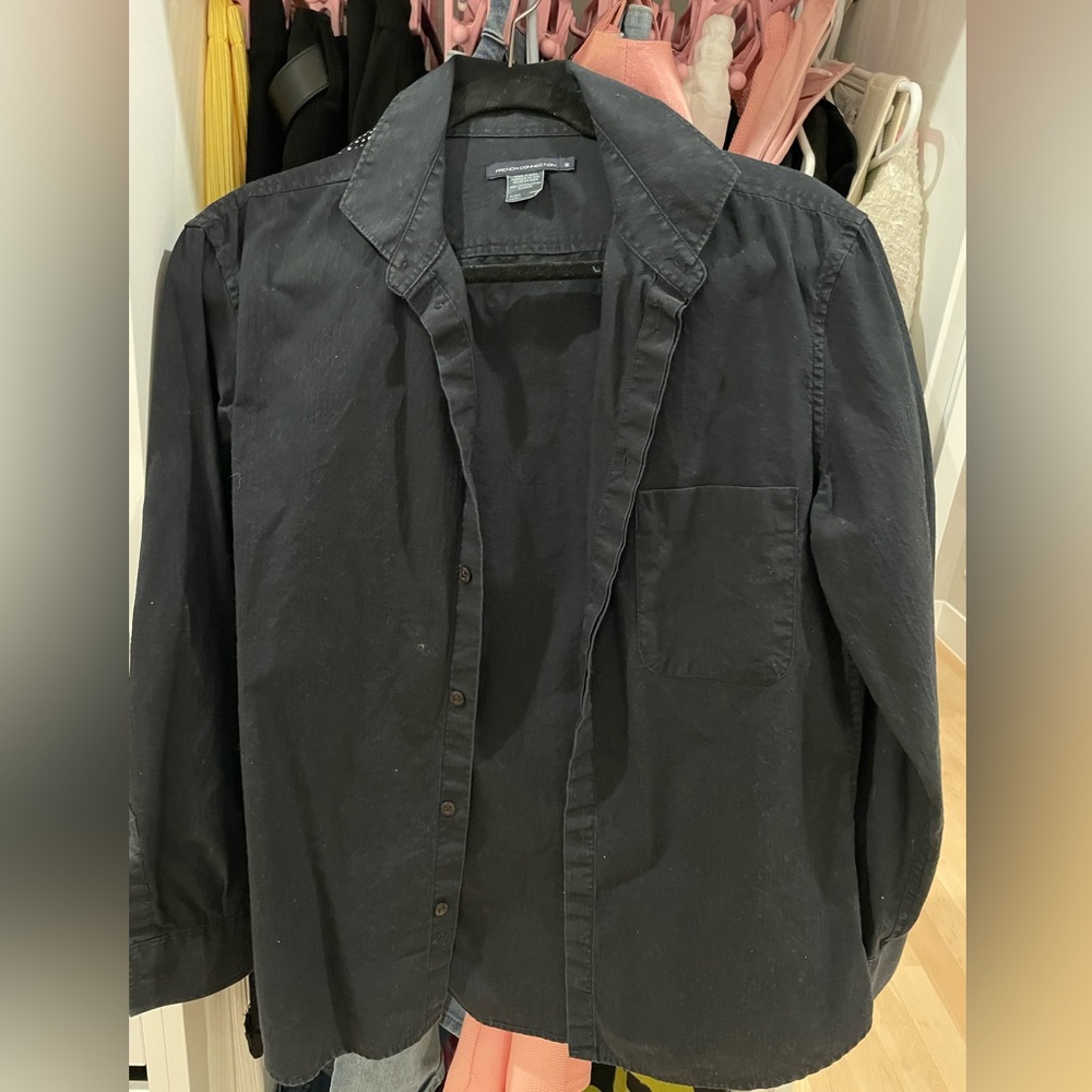 French Connection Black Casual Button-Down Shirt